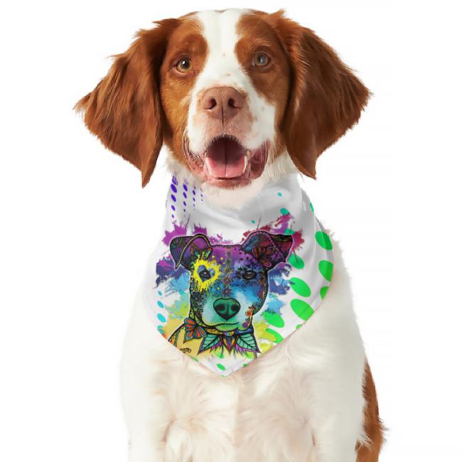 Hunde-Bandana Chiquito - Popart Hundedesign, 100 % Polyester, 70x30 cm, verstellbar, waschbar